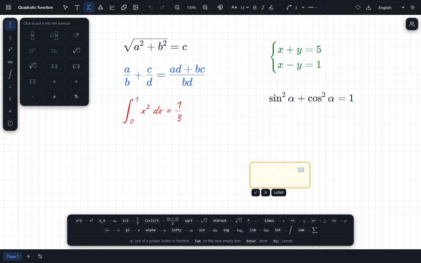 Typing formulas
