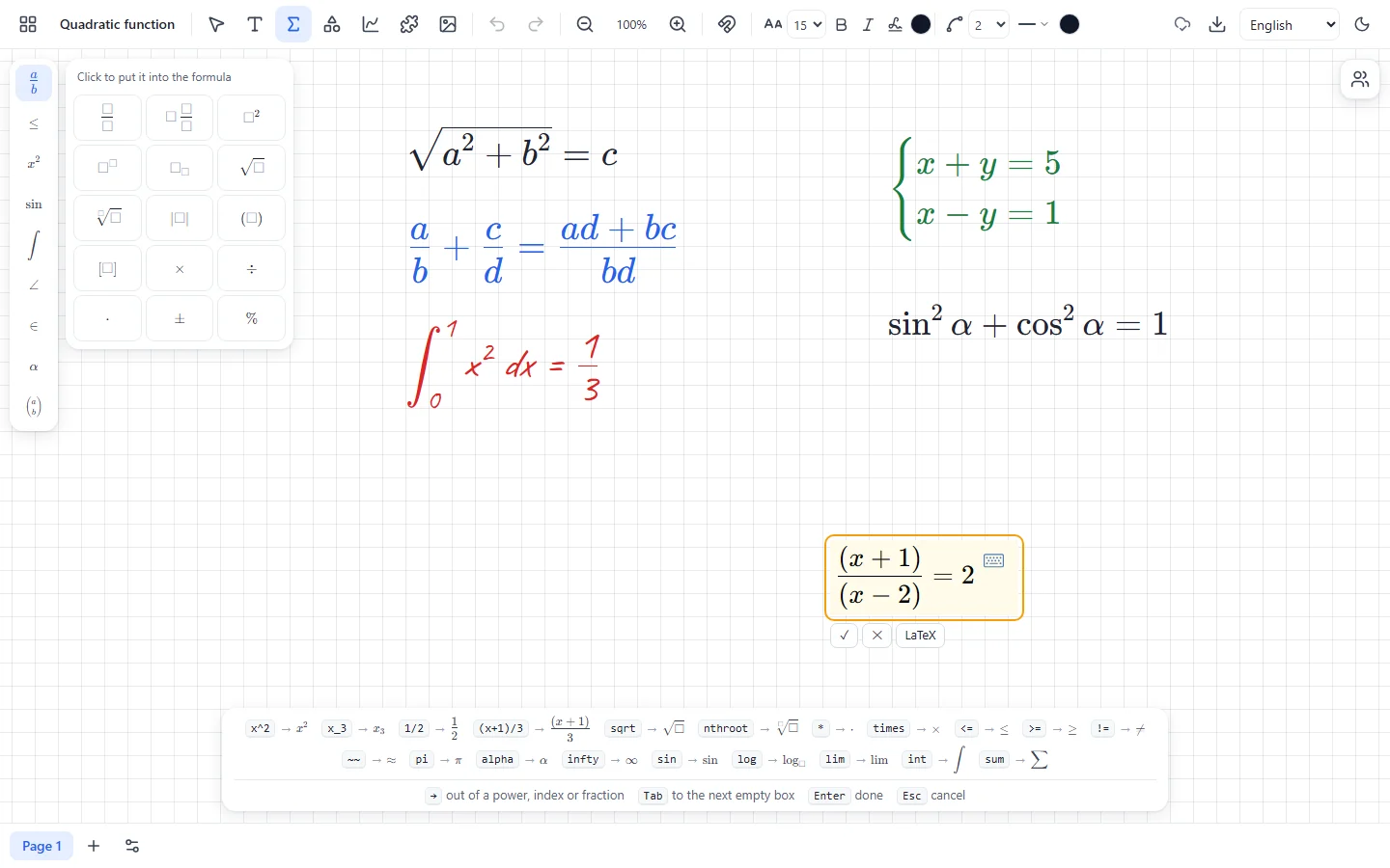 Typing formulas
